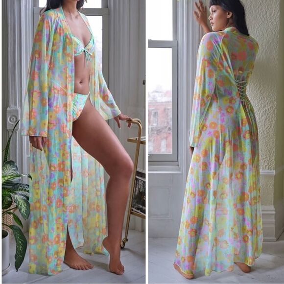 Savage X Fenty free spirt floral full length robe retro 60’s inspired boho - Picture 1 of 11